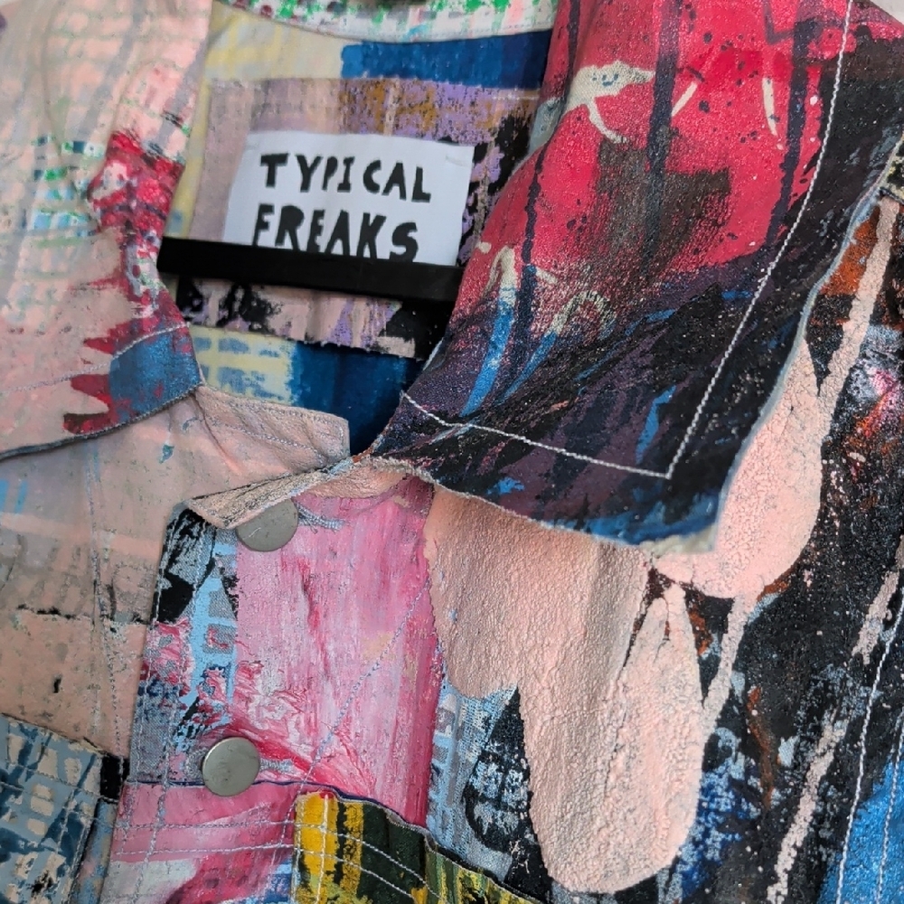 Typical Freaks Painted Crop Jacket - Multicolor Abstract Print - Picture 2 of 4